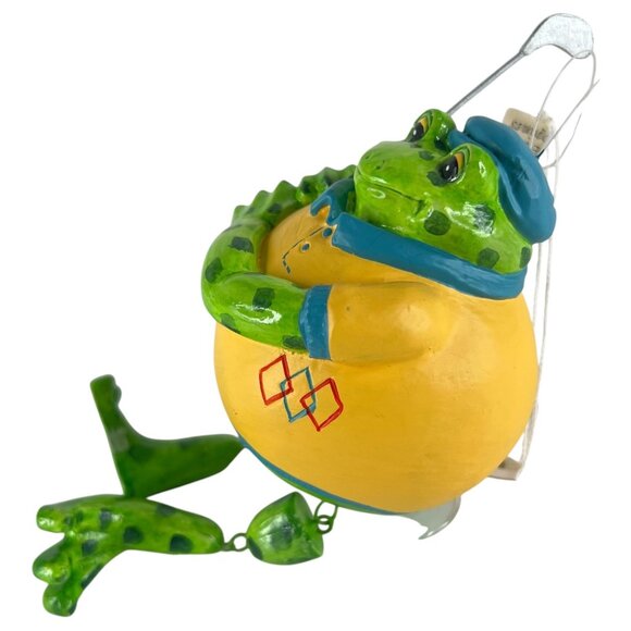 Gallerie II Frog Fisherman Figurine Christmas Ornament With Fishing Rod Novelty - Picture 5 of 8